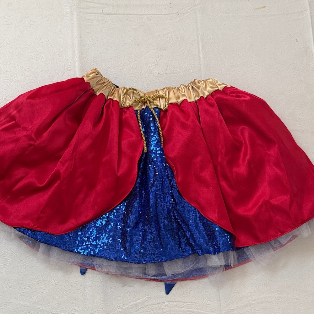 Top stitch, couture skirt- Red, Blue, and Gold